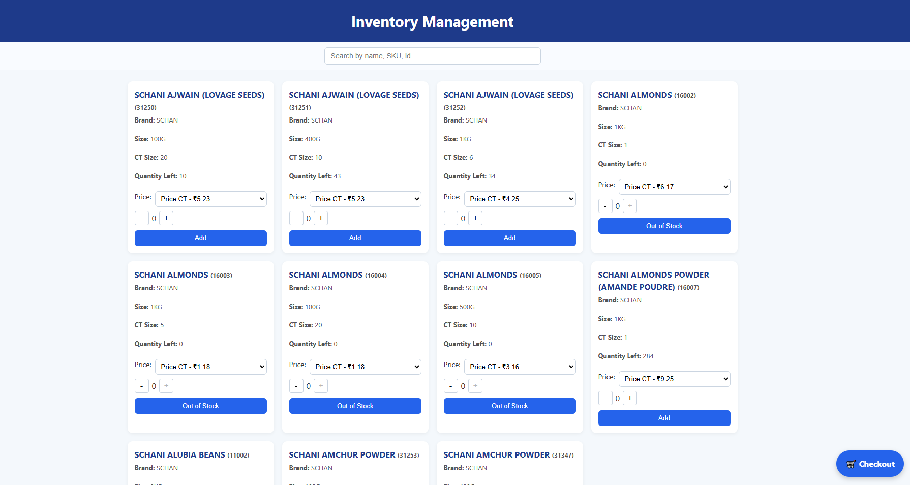 Screenshot of the custom Inventory Management Software